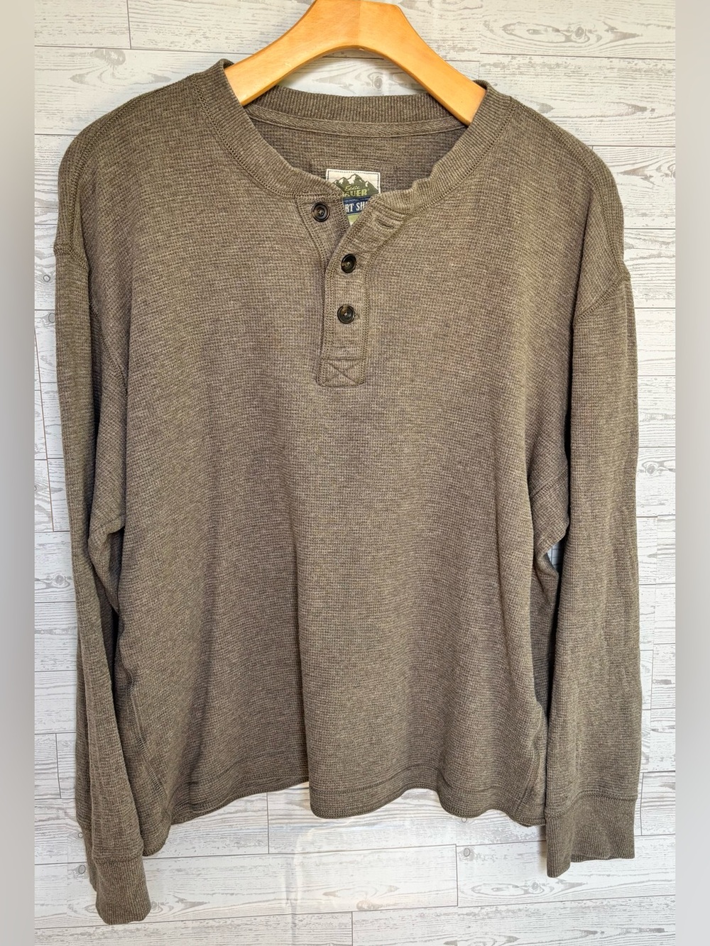 Vintage Eddie Bauer Shirt Mens XL Henley Ribbed Thermal gorpcore work wear